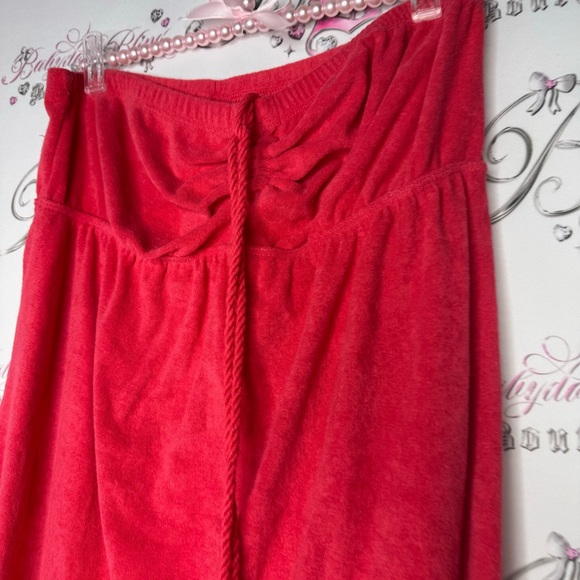 Dress terry cloth red towel cinch strapless or halter sexy bust flattering beach - Picture 4 of 6